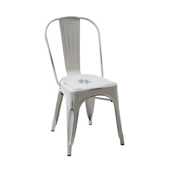 Tolix Chair Distress Finish, Metal Dining Chairs Distressed White